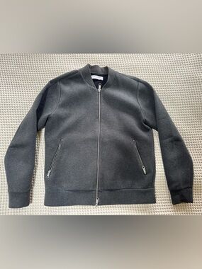 Dark Gray Zip Front Bomber Jacket